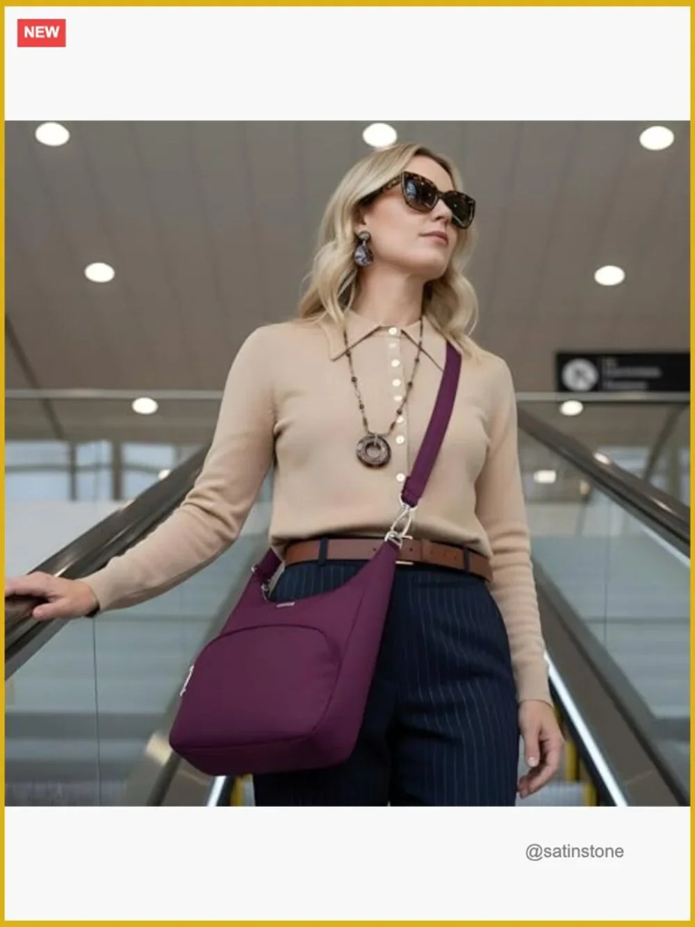 Anti-Theft Messenger Bag with RFID Protection, Locking Zippers